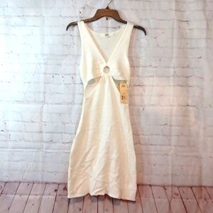 Womans Madden NYC  Cream Crochet Open Sexy  Sides Dress S NWT